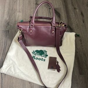 Roots leather bag. Small Grace Bolzano. Burgundy/garnet.